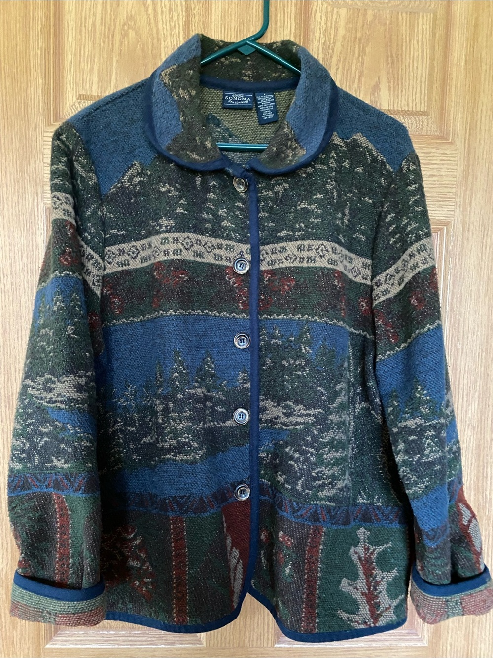Sonoma Scenic Button-Front Jacket in Blue & Green